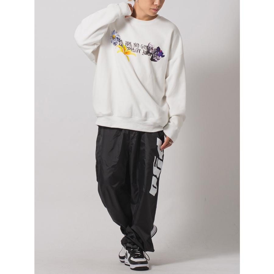 フラワーコラージュワイドトレーナー メンズ ビッグシルエット オーバーサイズ ストリート系 韓国ファッション 韓国系 RE730 セブンサーティー | RE730 | 06