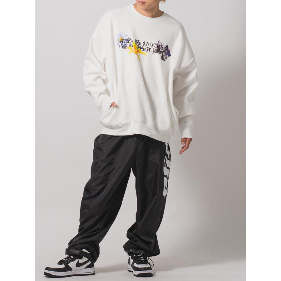 フラワーコラージュワイドトレーナー メンズ ビッグシルエット オーバーサイズ ストリート系 韓国ファッション 韓国系 RE730 セブンサーティー | RE730 | 07