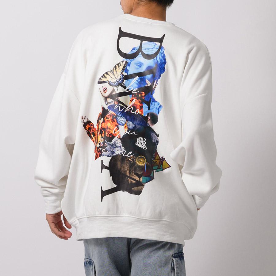 フォトコラージュワイドトレーナー メンズ ビッグシルエット オーバーサイズ ストリート系 韓国ファッション 韓国系 RE730 セブンサーティー | RE730 | 03