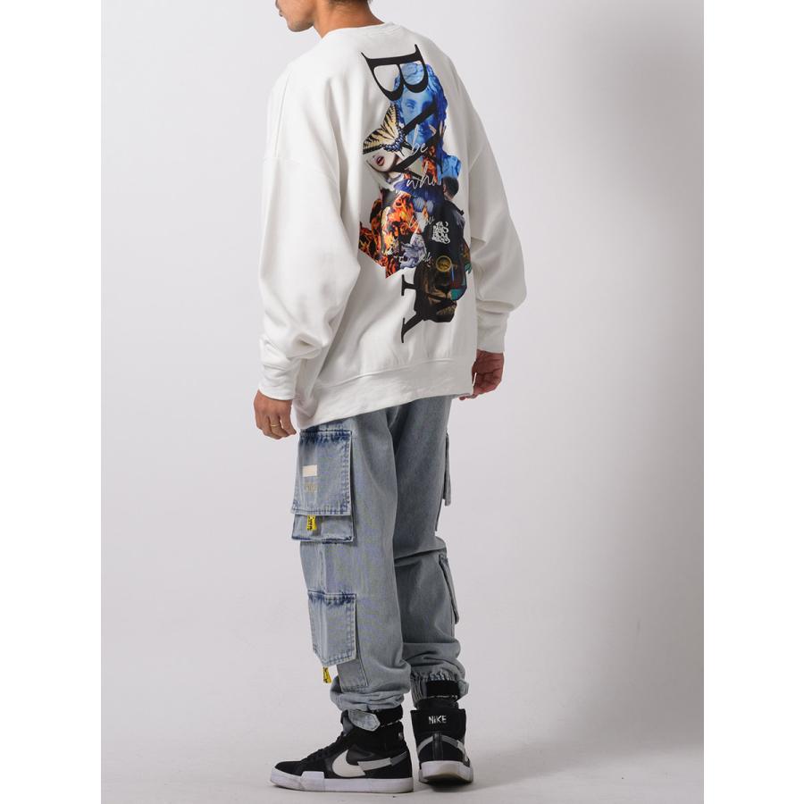 フォトコラージュワイドトレーナー メンズ ビッグシルエット オーバーサイズ ストリート系 韓国ファッション 韓国系 RE730 セブンサーティー | RE730 | 08