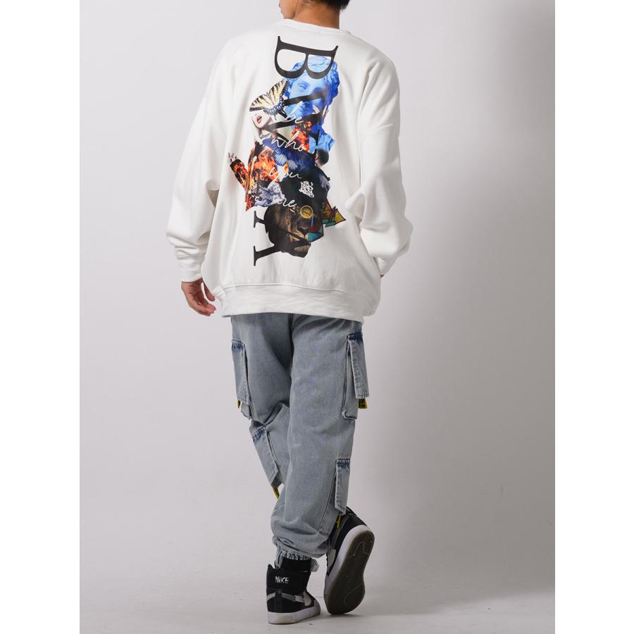 フォトコラージュワイドトレーナー メンズ ビッグシルエット オーバーサイズ ストリート系 韓国ファッション 韓国系 RE730 セブンサーティー | RE730 | 09