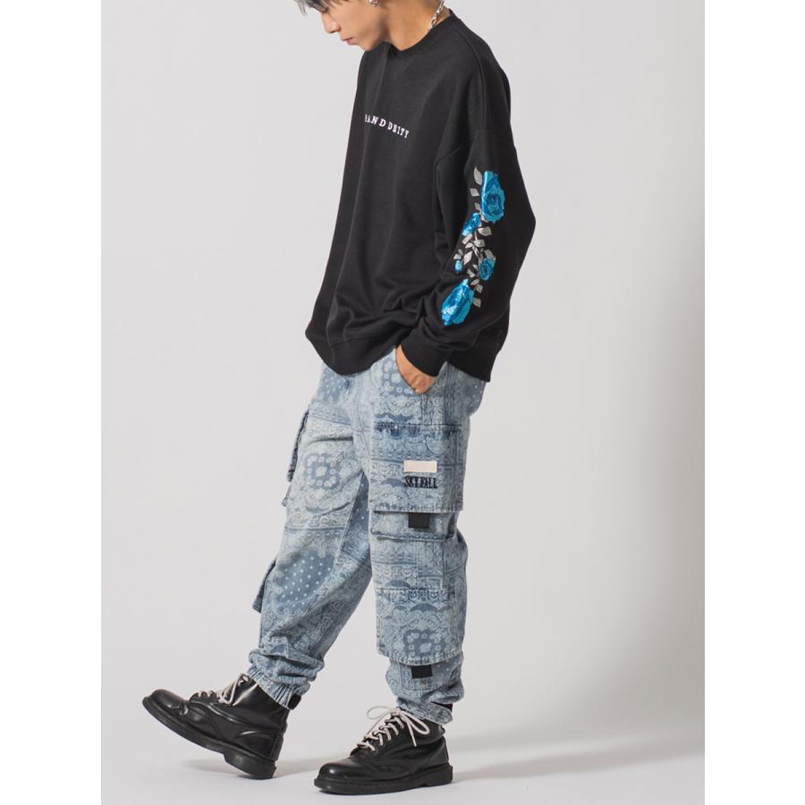 ローズ刺繍ワイドトレーナー メンズ ビッグシルエット オーバーサイズ ストリート系 韓国ファッション 韓国系 RE730 セブンサーティー | RE730 | 11