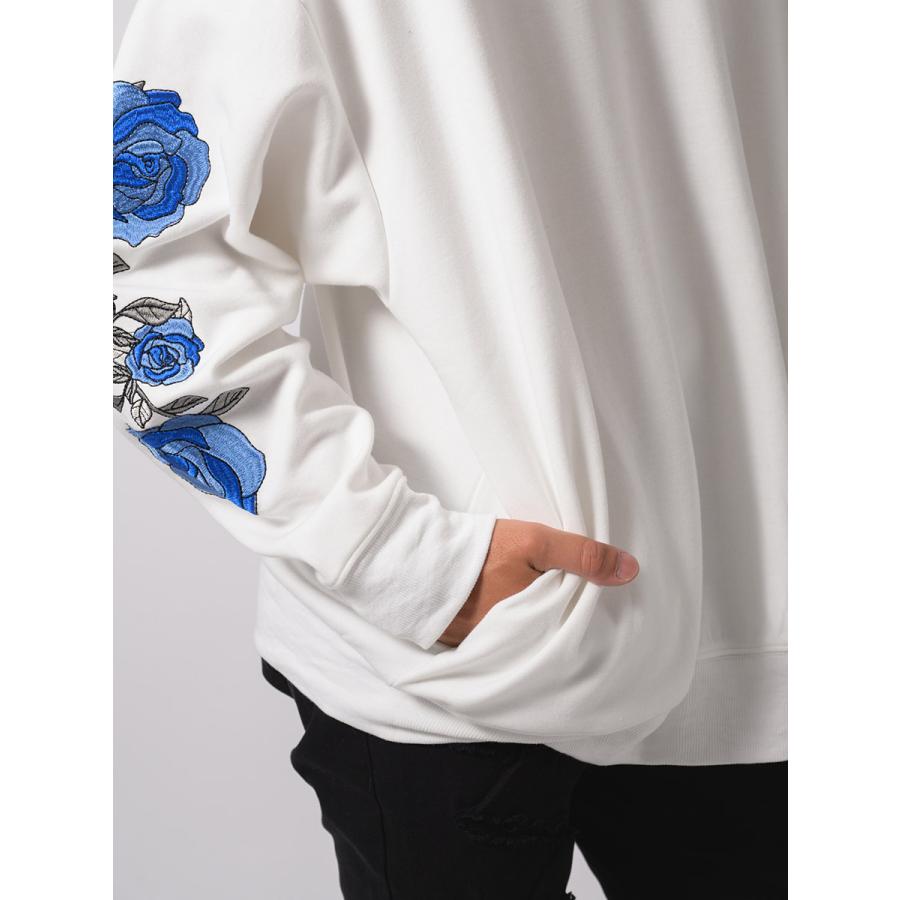 ローズ刺繍ワイドトレーナー メンズ ビッグシルエット オーバーサイズ ストリート系 韓国ファッション 韓国系 RE730 セブンサーティー | RE730 | 16