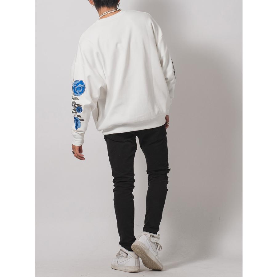 ローズ刺繍ワイドトレーナー メンズ ビッグシルエット オーバーサイズ ストリート系 韓国ファッション 韓国系 RE730 セブンサーティー | RE730 | 07