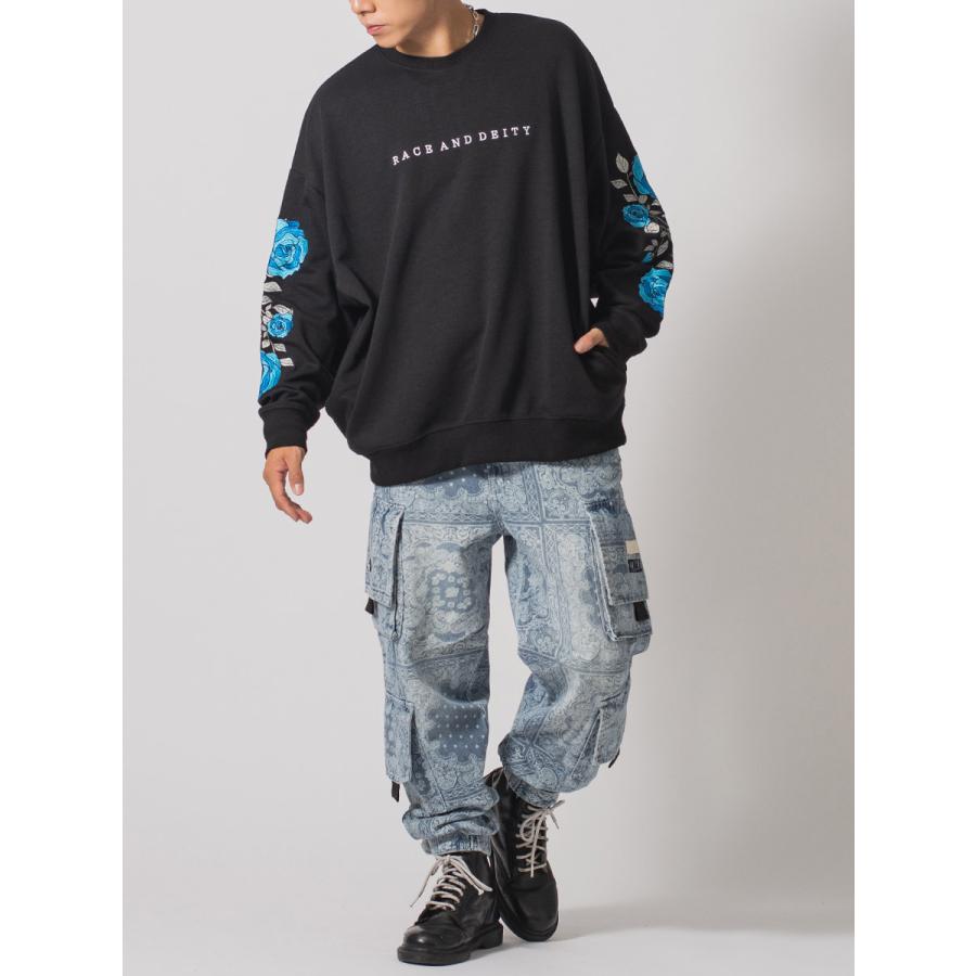 ローズ刺繍ワイドトレーナー メンズ ビッグシルエット オーバーサイズ ストリート系 韓国ファッション 韓国系 RE730 セブンサーティー | RE730 | 08