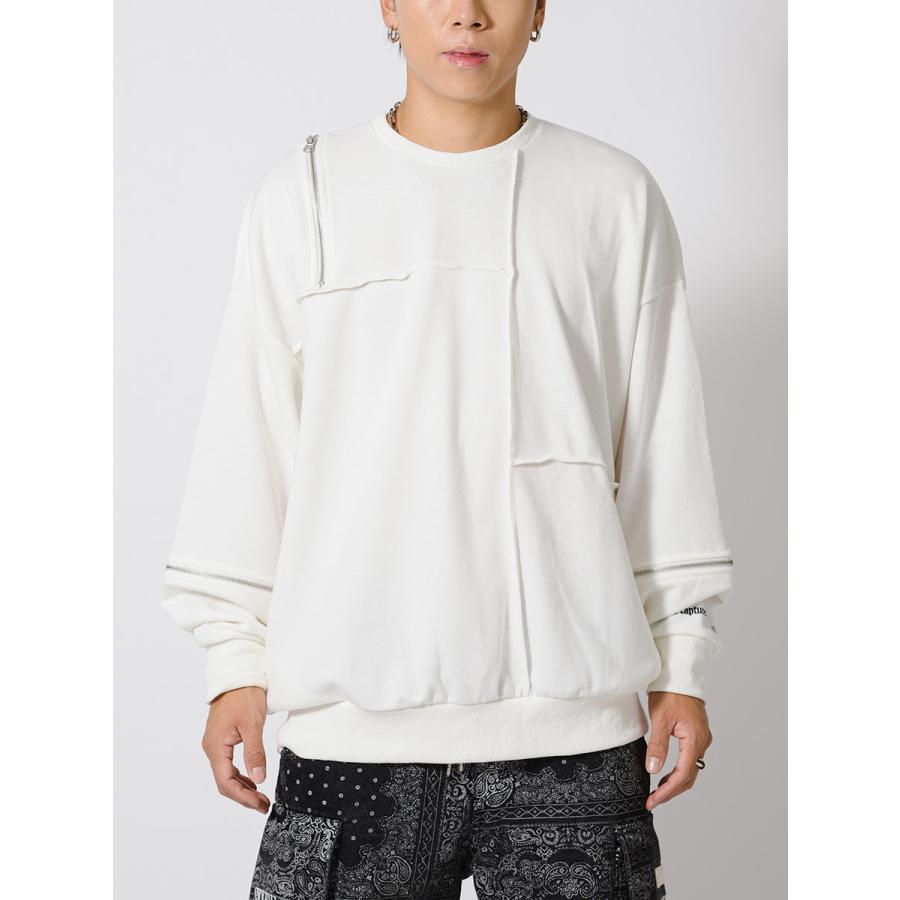 ZIP切替ワイドトレーナー メンズ ビッグシルエット オーバーサイズ ストリート系 韓国ファッション 韓国系 RE730 セブンサーティー | RE730 | 14