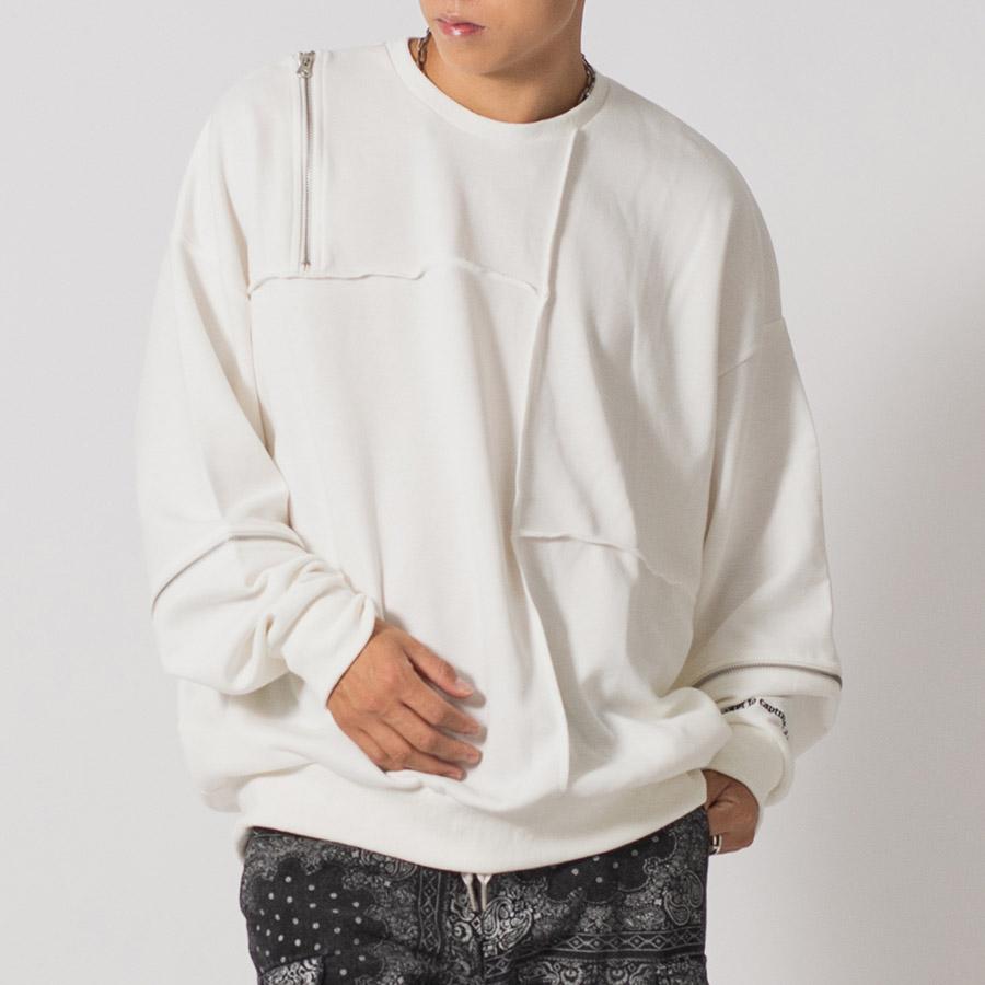 ZIP切替ワイドトレーナー メンズ ビッグシルエット オーバーサイズ ストリート系 韓国ファッション 韓国系 RE730 セブンサーティー | RE730 | 03