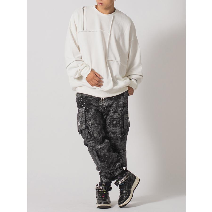 ZIP切替ワイドトレーナー メンズ ビッグシルエット オーバーサイズ ストリート系 韓国ファッション 韓国系 RE730 セブンサーティー | RE730 | 05