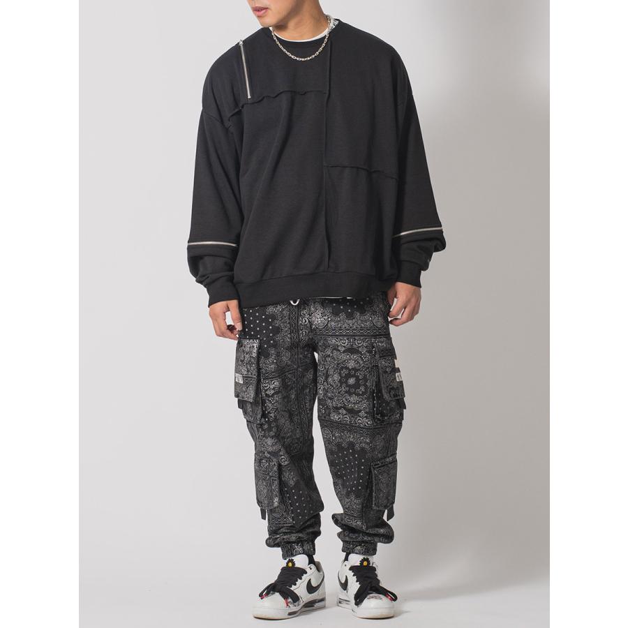 ZIP切替ワイドトレーナー メンズ ビッグシルエット オーバーサイズ ストリート系 韓国ファッション 韓国系 RE730 セブンサーティー | RE730 | 09