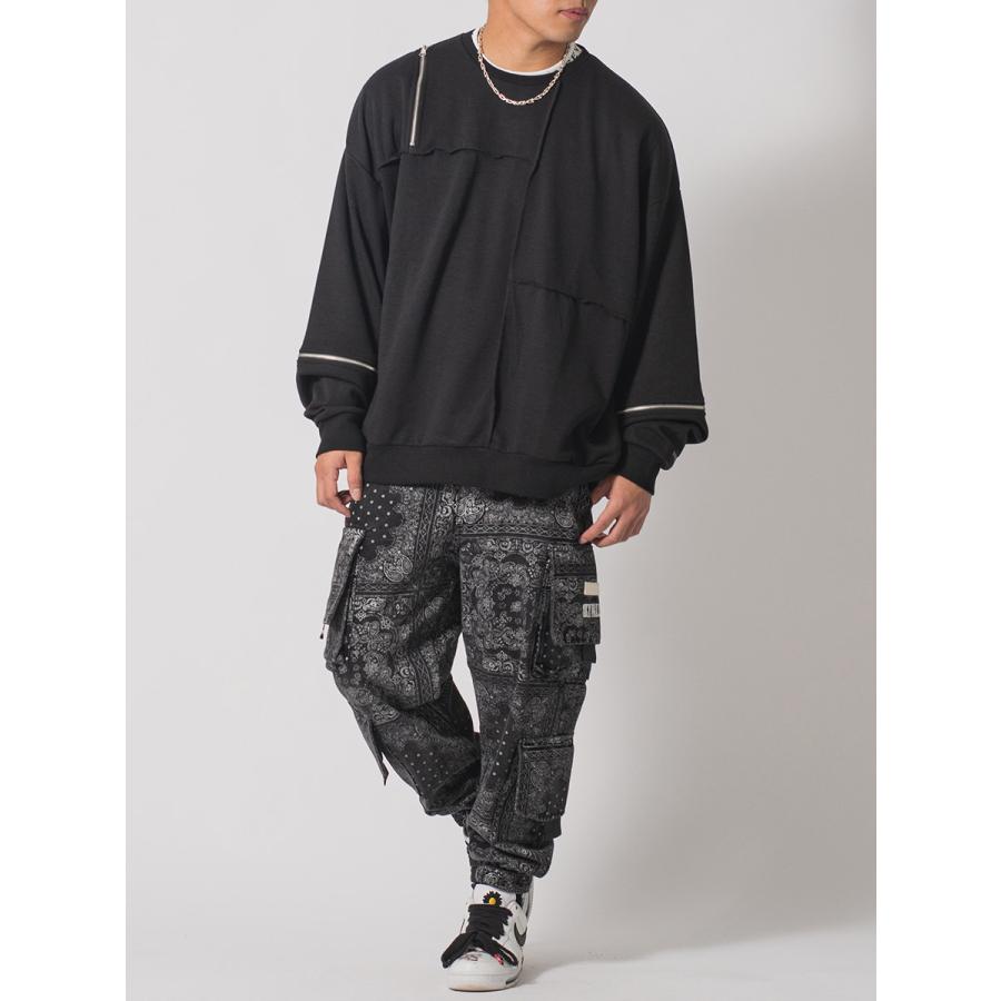 ZIP切替ワイドトレーナー メンズ ビッグシルエット オーバーサイズ ストリート系 韓国ファッション 韓国系 RE730 セブンサーティー | RE730 | 10