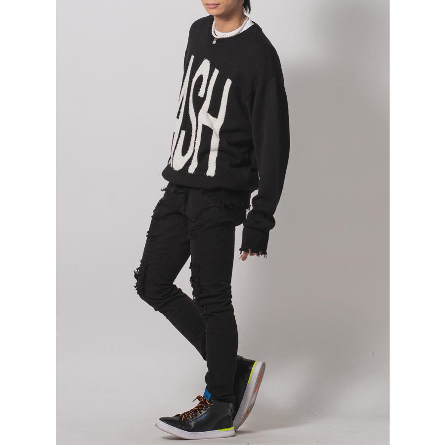 グランジ加工クルーネックセーター メンズ ビッグシルエット オーバーサイズ ストリート系 韓国ファッション 韓国系 RE730 セブンサーティー | RE730 | 13