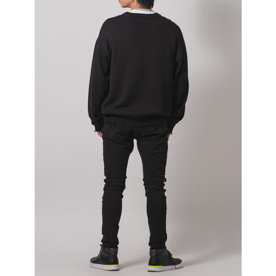 グランジ加工クルーネックセーター メンズ ビッグシルエット オーバーサイズ ストリート系 韓国ファッション 韓国系 RE730 セブンサーティー | RE730 | 14