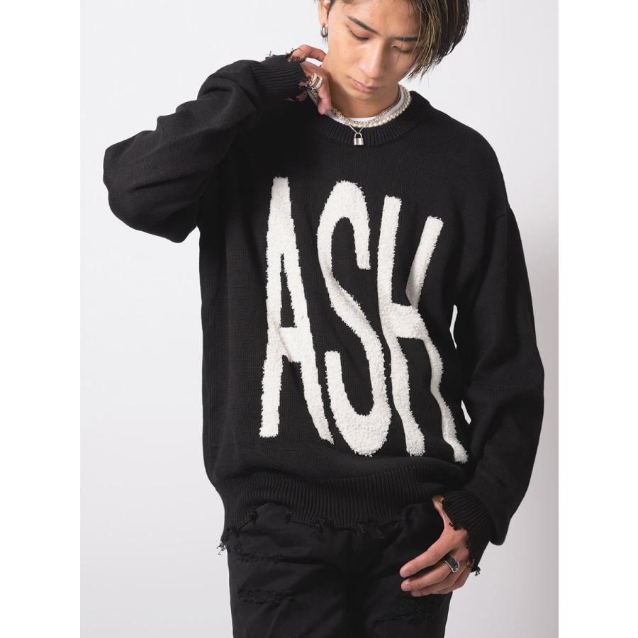 RE730 グランジ加工クルーネックセーター メンズ ビッグシルエット