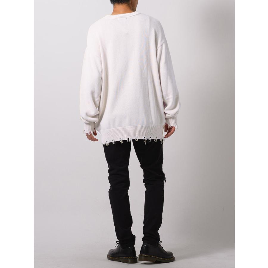 グランジ加工クルーネックセーター メンズ ビッグシルエット オーバーサイズ ストリート系 韓国ファッション 韓国系 RE730 セブンサーティー | RE730 | 09
