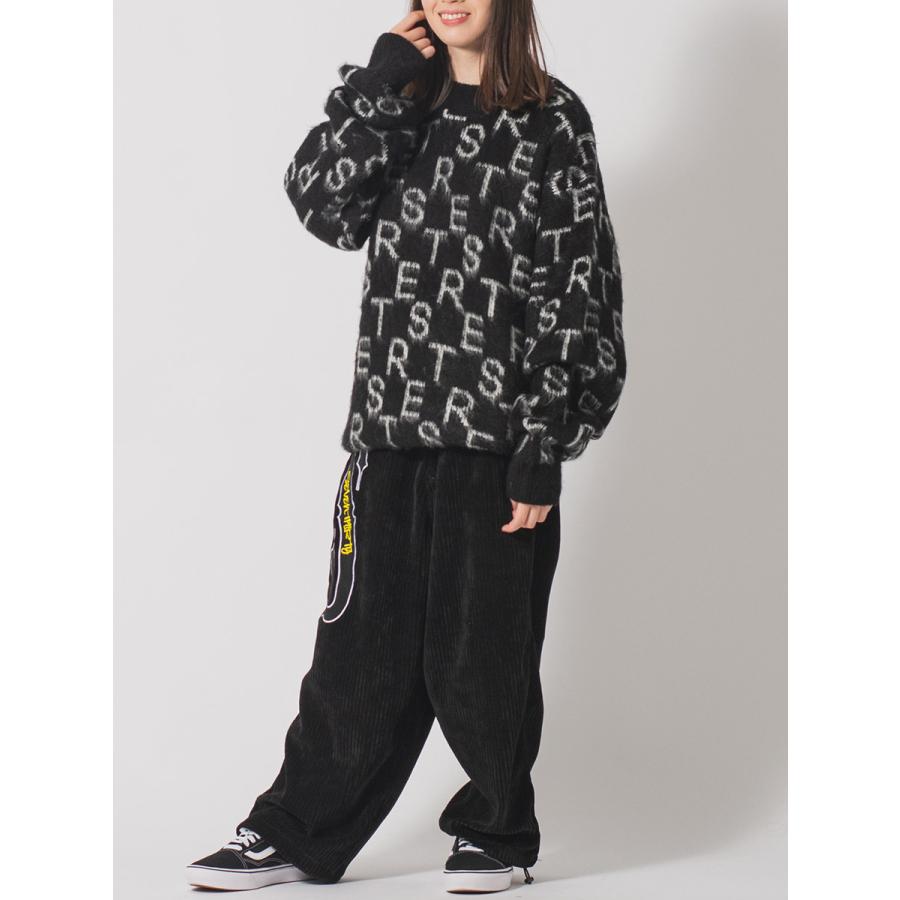 モヘアタッチ総柄クルーネックニット メンズ ビッグシルエット オーバーサイズ ストリート系 韓国ファッション 韓国系 RE730 セブンサーティー | RE730 | 28