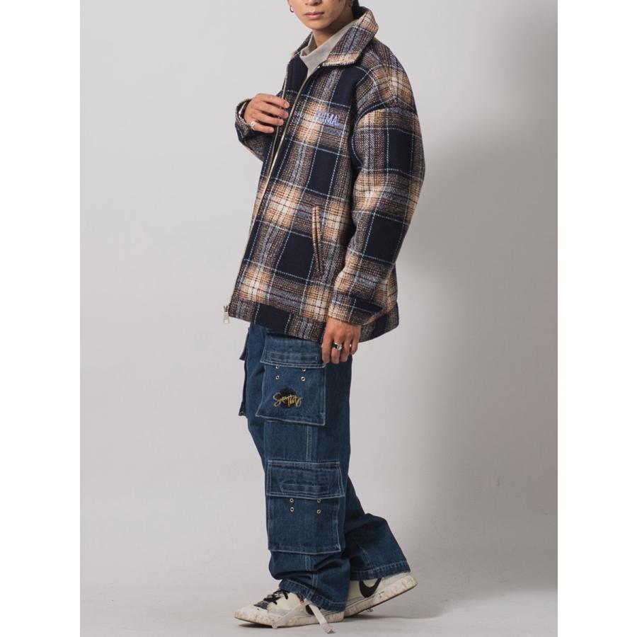 オンブレーチェックフルジップジャケット メンズ ビッグシルエット オーバーサイズ ストリート系 韓国ファッション 韓国系 RE730 セブンサーティー | RE730 | 13