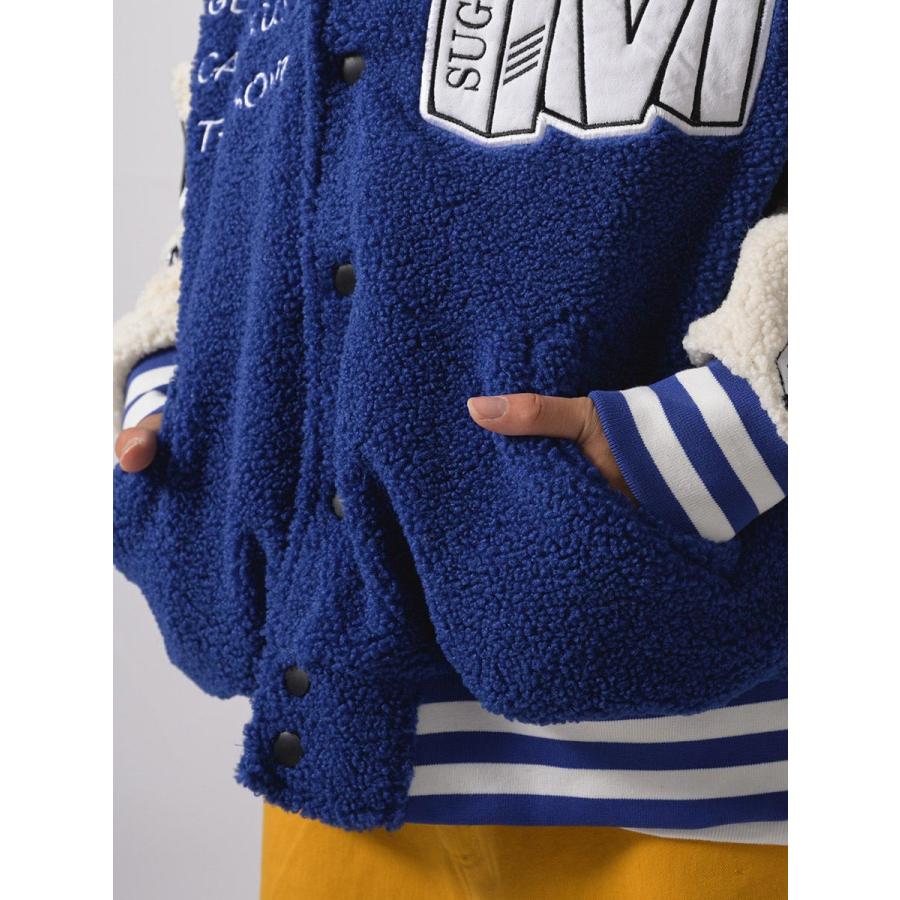 リングボアバーシティジャケット メンズ ビッグシルエット オーバーサイズ ストリート系 韓国ファッション 韓国系 RE730 セブンサーティー | RE730 | 22