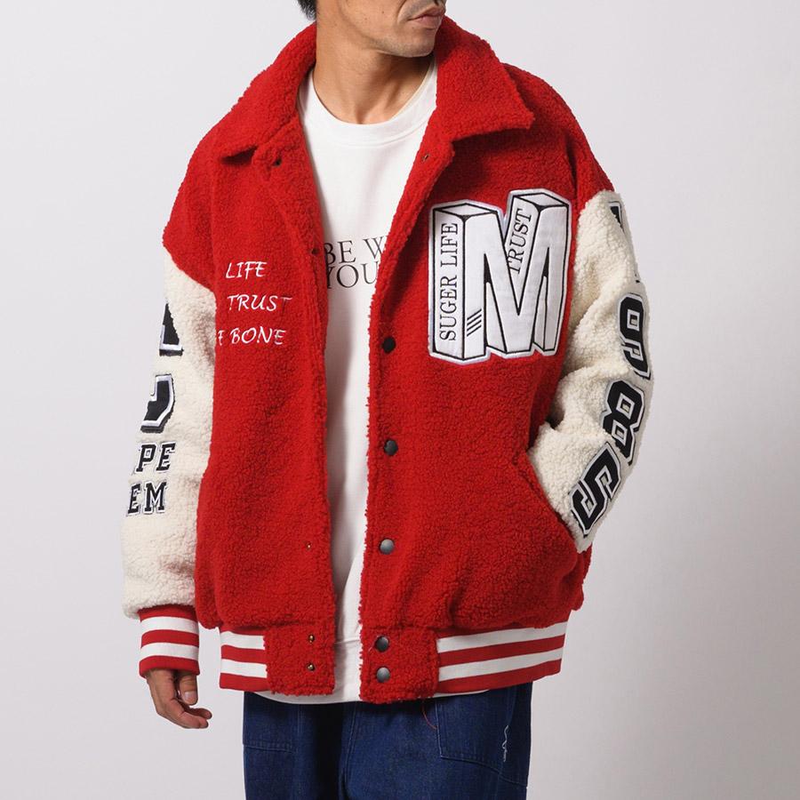 リングボアバーシティジャケット メンズ ビッグシルエット オーバーサイズ ストリート系 韓国ファッション 韓国系 RE730 セブンサーティー | RE730 | 04