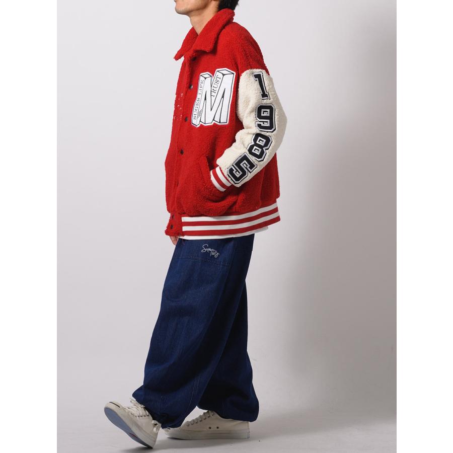 リングボアバーシティジャケット メンズ ビッグシルエット オーバーサイズ ストリート系 韓国ファッション 韓国系 RE730 セブンサーティー | RE730 | 08