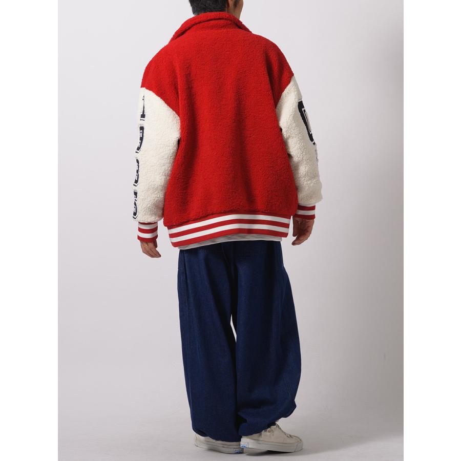 リングボアバーシティジャケット メンズ ビッグシルエット オーバーサイズ ストリート系 韓国ファッション 韓国系 RE730 セブンサーティー | RE730 | 09