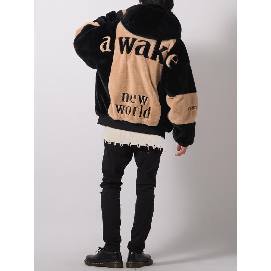 エコファー配色フードブルゾン メンズ ビッグシルエット オーバーサイズ ストリート系 韓国ファッション 韓国系 RE730 セブンサーティー | RE730 | 14