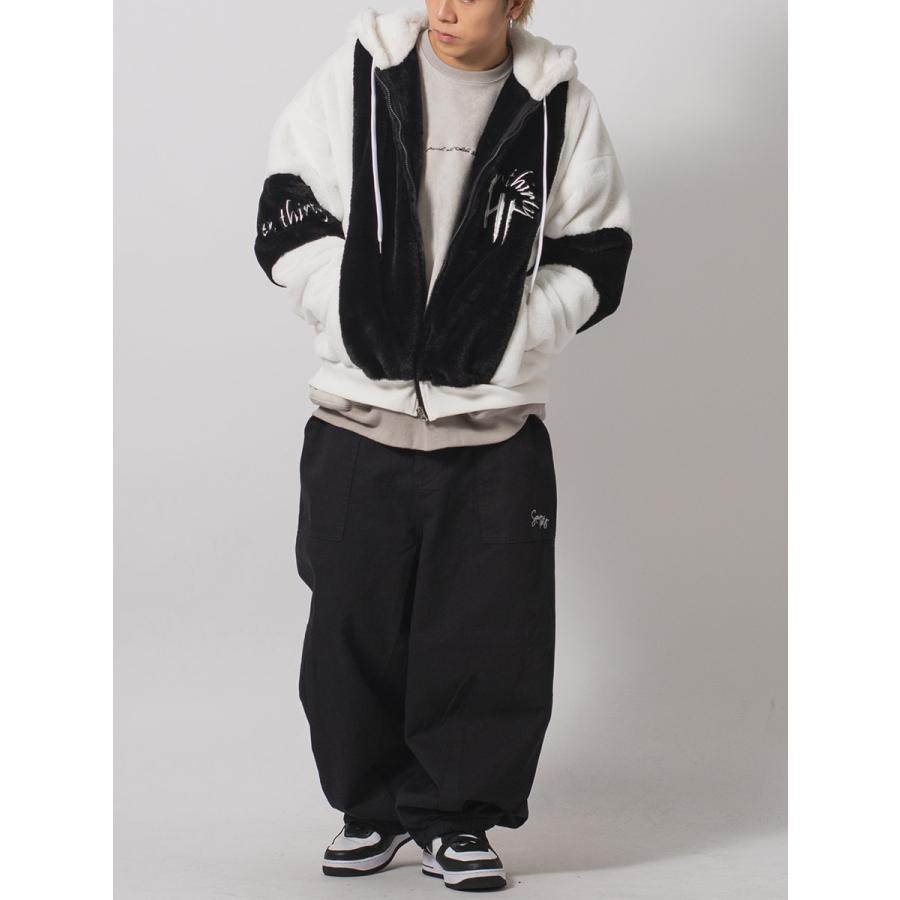 エコファー配色フードブルゾン メンズ ビッグシルエット オーバーサイズ ストリート系 韓国ファッション 韓国系 RE730 セブンサーティー | RE730 | 15