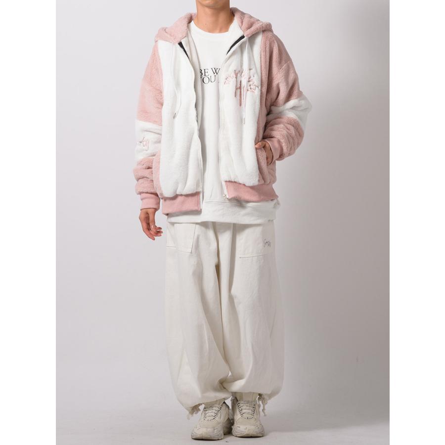 エコファー配色フードブルゾン メンズ ビッグシルエット オーバーサイズ ストリート系 韓国ファッション 韓国系 RE730 セブンサーティー | RE730 | 09