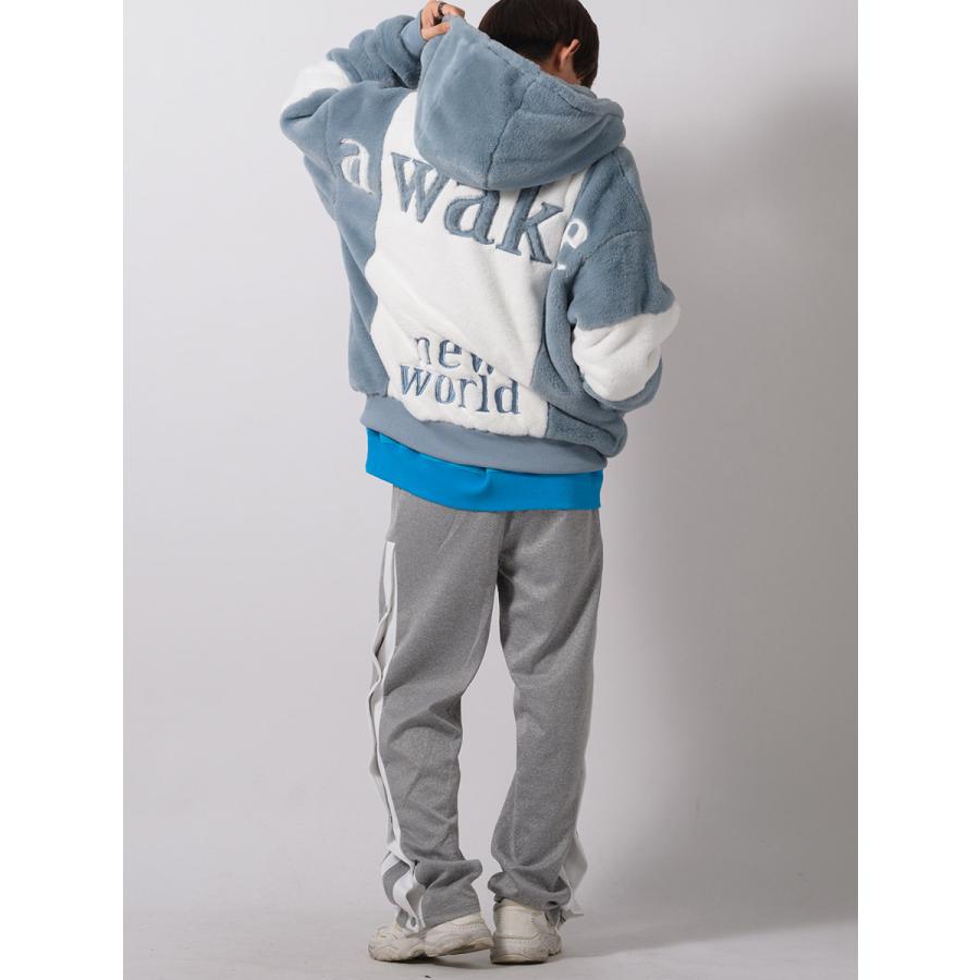 エコファー配色フードブルゾン メンズ ビッグシルエット オーバーサイズ ストリート系 韓国ファッション 韓国系 RE730 セブンサーティー | RE730 | 12