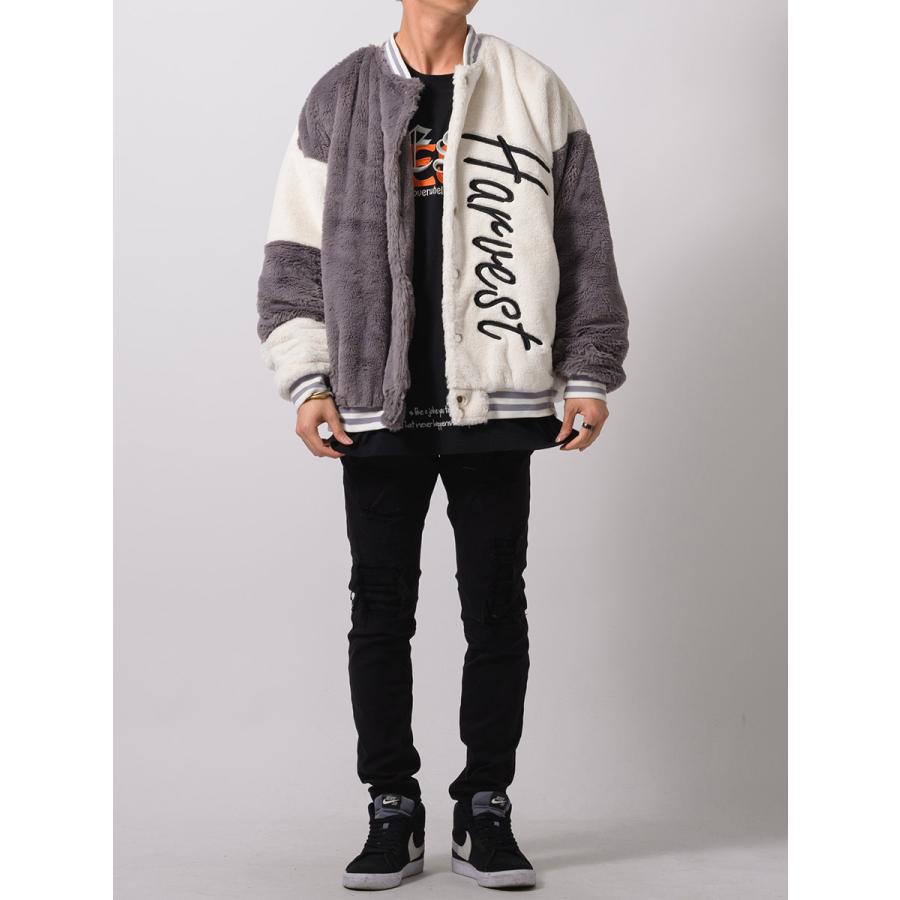 エコファーバーシティージャケット メンズ ビッグシルエット オーバーサイズ ストリート系 韓国ファッション 韓国系 RE730 セブンサーティー | RE730 | 09