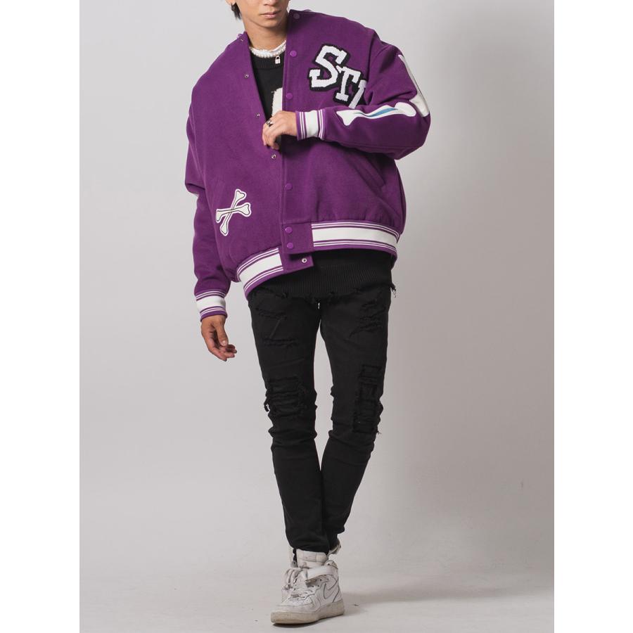 ボーンロゴバーシティジャケット メンズ ビッグシルエット オーバーサイズ ストリート系 韓国ファッション 韓国系 RE730 セブンサーティー | RE730 | 11