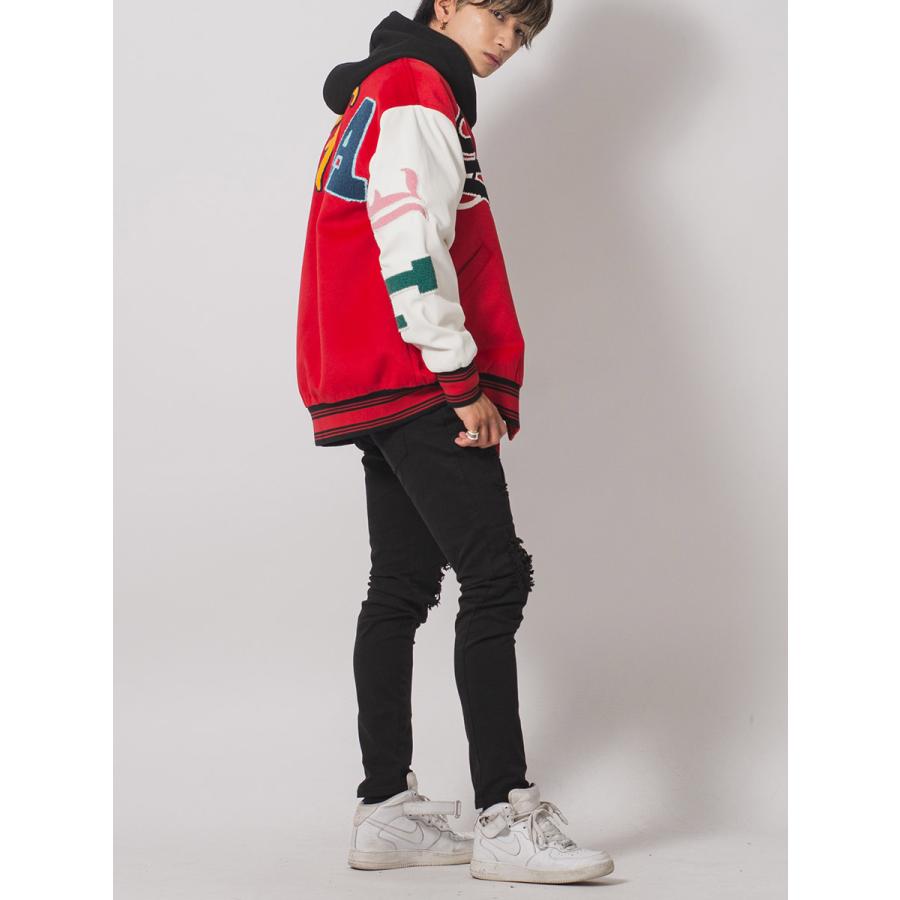 アーチロゴバーシティジャケット メンズ ビッグシルエット オーバーサイズ ストリート系 韓国ファッション 韓国系 RE730 セブンサーティー | RE730 | 08