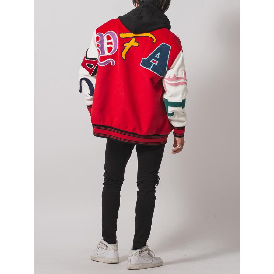 アーチロゴバーシティジャケット メンズ ビッグシルエット オーバーサイズ ストリート系 韓国ファッション 韓国系 RE730 セブンサーティー | RE730 | 09