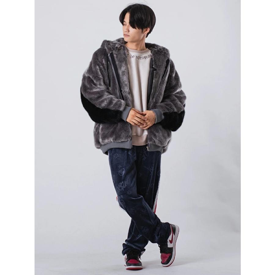 ファー パーカー ジャケット メンズ ビッグシルエット ストリート 韓国ファッション ホワイト ピンク ブラック ワイン グレー他  白 黒 赤 M L XL | RE730 | 14