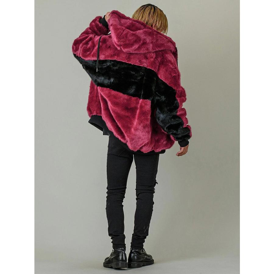 ファー パーカー ジャケット メンズ ビッグシルエット ストリート 韓国ファッション ホワイト ピンク ブラック ワイン グレー他  白 黒 赤 M L XL | RE730 | 19