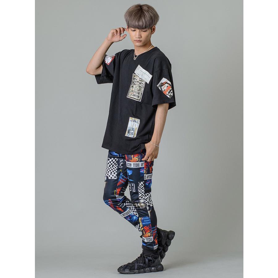 tシャツ 男の子 トップス 半袖 お揃い 100 120 プリント 白 黒 ビッグシルエット M L オーバーサイズ ダンス ヒップホップ ホワイト ブラック｜sshk｜12