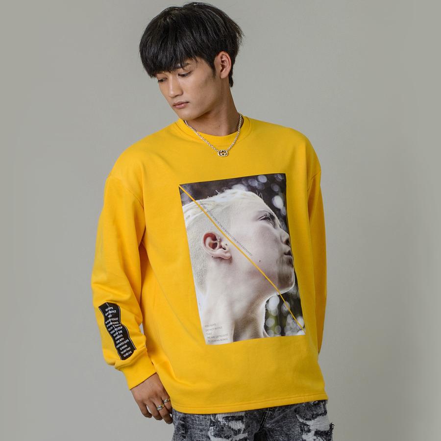 ロンt メンズ ビッグシルエット 秋冬春 プリント ストリート 韓国ファッション ホワイト イエロー ブラック M L Xl 2l Ll Re730 セブンサーティー Be メンズジャケット バッグ 鞄 のhk 通販 Yahoo ショッピング