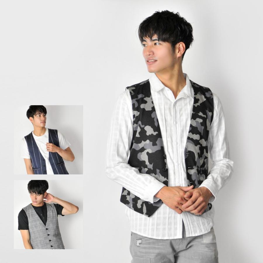ジレ ベスト メンズ ノースリーブ チョッキ セットアップ 3ピース 春夏秋冬 総柄 ストレッチ 紺 ネイビー グレー ストライプ グレンチェック 迷彩 M L Xl Ll 2l Ev メンズジャケット バッグ 鞄 のhk 通販 Yahoo ショッピング