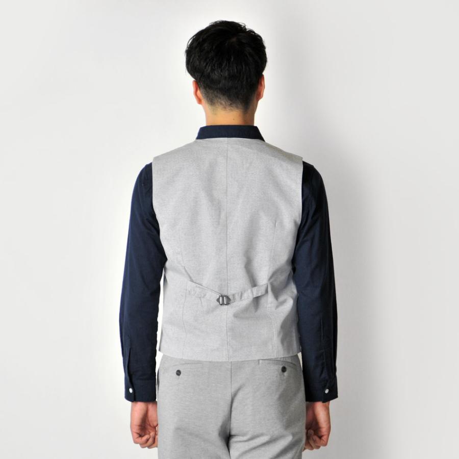 ベスト メンズ ジレ 春夏秋 綿麻 リネン 韓国系 韓国ファッション ベージュ ネイビー ストライプ 麻 M L XL LL 2L | EVOLUTION | 08