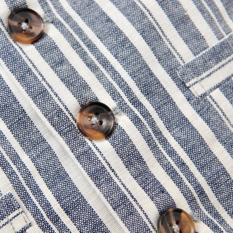 ベスト メンズ ジレ 春夏秋 綿麻 リネン 韓国系 韓国ファッション ベージュ ネイビー ストライプ 麻 M L XL LL 2L | EVOLUTION | 09