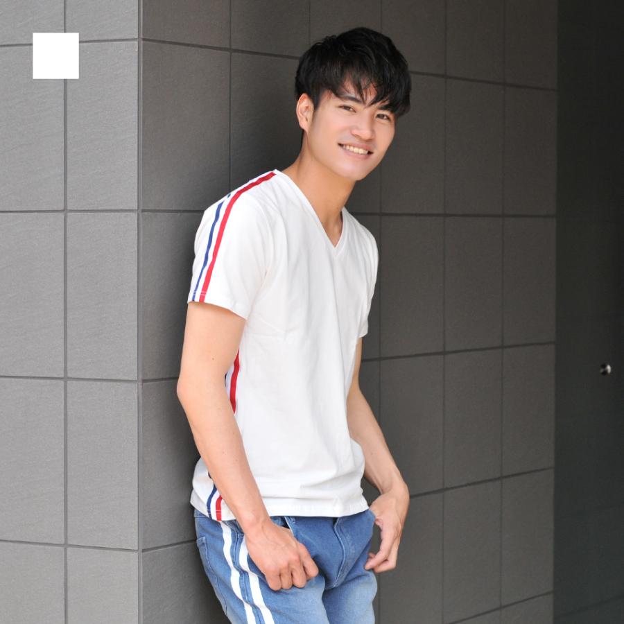 Tシャツ メンズ 半袖 無地 トリコロールテープ サーフ系 白 黒 Vネック サイドライン ホワイト ブラック M L Xl Ll 2l エボリューション Evolution 018 Ev018 メンズジャケット バッグ 鞄 のhk 通販 Yahoo ショッピング