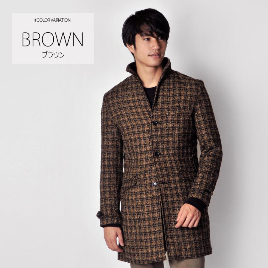 コート メンズ ロングコート 秋冬 イタリアンカラー スタンドカラー ツイード チェック 暖かい ビジネス ホワイト ブラウン チャコール 白 茶 黒 M L Xl Ll 2l Ev メンズジャケット バッグ 鞄 のhk 通販 Yahoo ショッピング