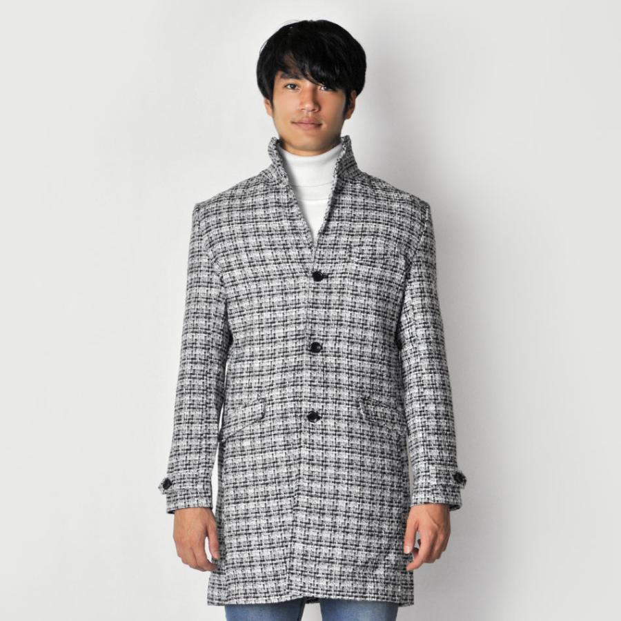 コート メンズ ロングコート 秋冬 イタリアンカラー スタンドカラー ツイード チェック 暖かい ビジネス ホワイト ブラウン チャコール 白 茶 黒 M L Xl Ll 2l Ev メンズジャケット バッグ 鞄 のhk 通販 Yahoo ショッピング