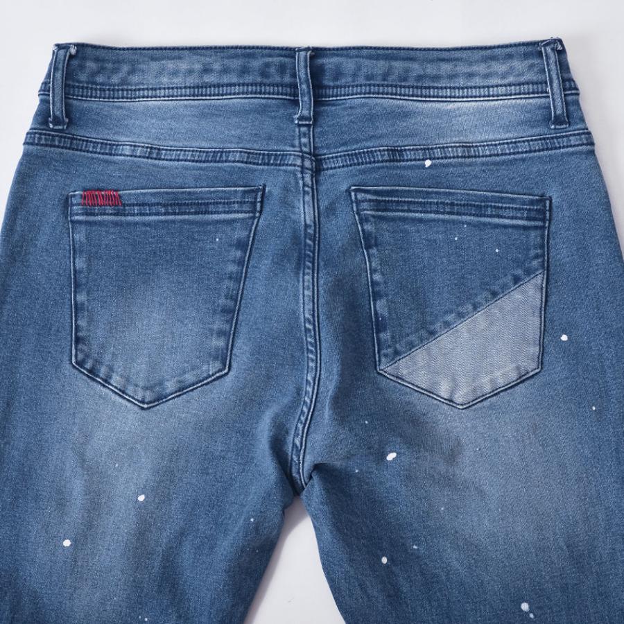 スキニー ジーンズ メンズ デニム Gパン ジーパン ユーズド加工 BITTER ビター アンクルパンツ ストレッチ サックスブルー ブルー ブラック 黒 青 紺 S M L XL | EVOLUTION | 15