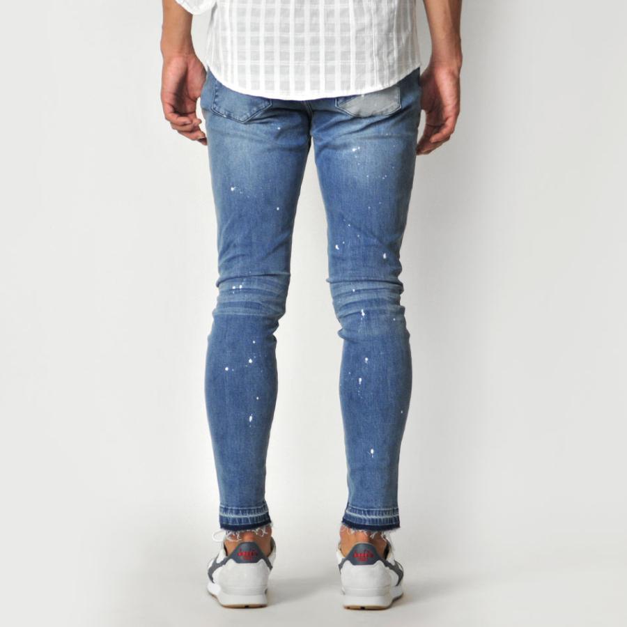 スキニー ジーンズ メンズ デニム Gパン ジーパン ユーズド加工 BITTER ビター アンクルパンツ ストレッチ サックスブルー ブルー ブラック 黒 青 紺 S M L XL | EVOLUTION | 12