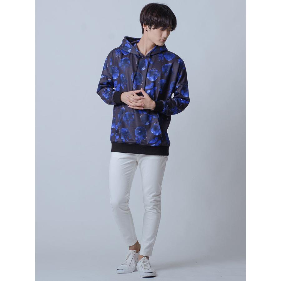 パーカー メンズ 春 秋 派手 りんご 蝶 プルオーバー 赤 青 黒 レッド ブルー ブラック プリント 総柄 ドロップショルダー M L XL REGIEVO レジエボ | REGIEVO | 08