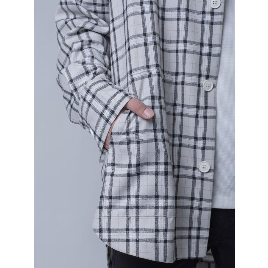 シャツ メンズ カジュアル 春 秋 オーバーシャツ チェック ビッグシルエット オーバーサイズ 黒 グレー ブラック M L REGIEVO レジエボ | REGIEVO | 15