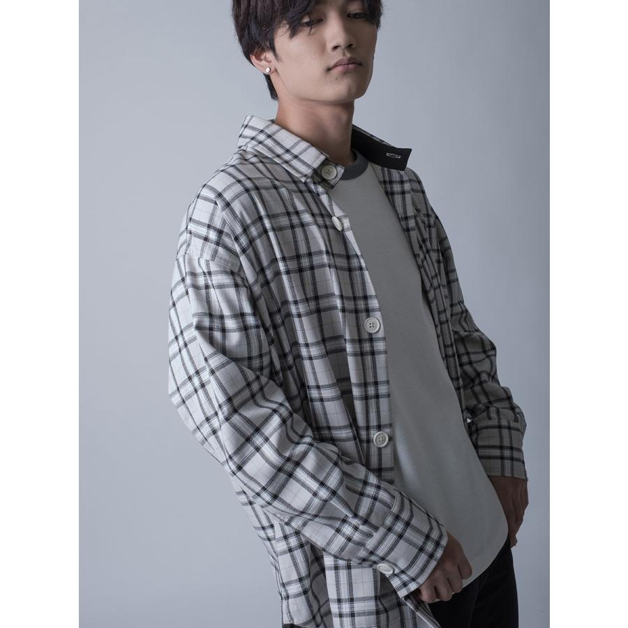 シャツ メンズ カジュアル 春 秋 オーバーシャツ チェック ビッグシルエット オーバーサイズ 黒 グレー ブラック M L REGIEVO レジエボ | REGIEVO | 18