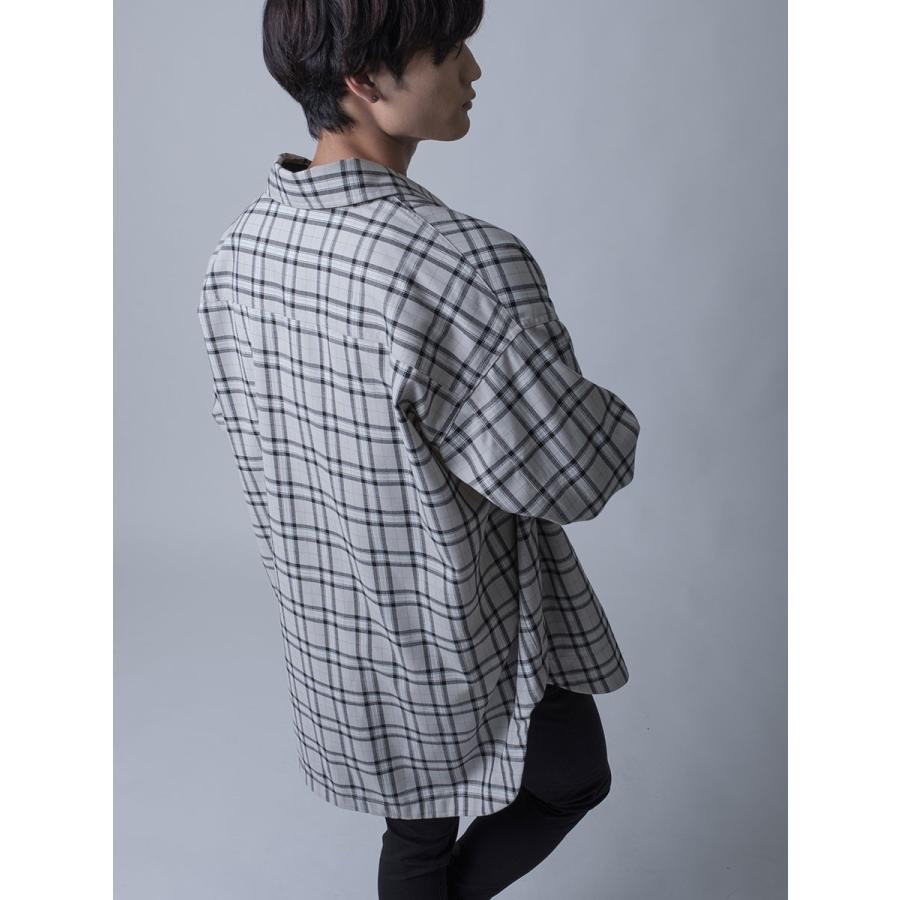 シャツ メンズ カジュアル 春 秋 オーバーシャツ チェック ビッグシルエット オーバーサイズ 黒 グレー ブラック M L REGIEVO レジエボ | REGIEVO | 19