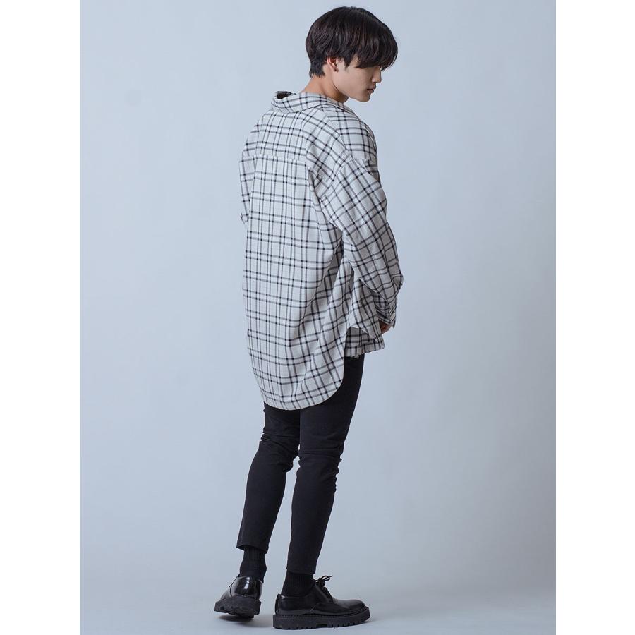 シャツ メンズ カジュアル 春 秋 オーバーシャツ チェック ビッグシルエット オーバーサイズ 黒 グレー ブラック M L REGIEVO レジエボ | REGIEVO | 07