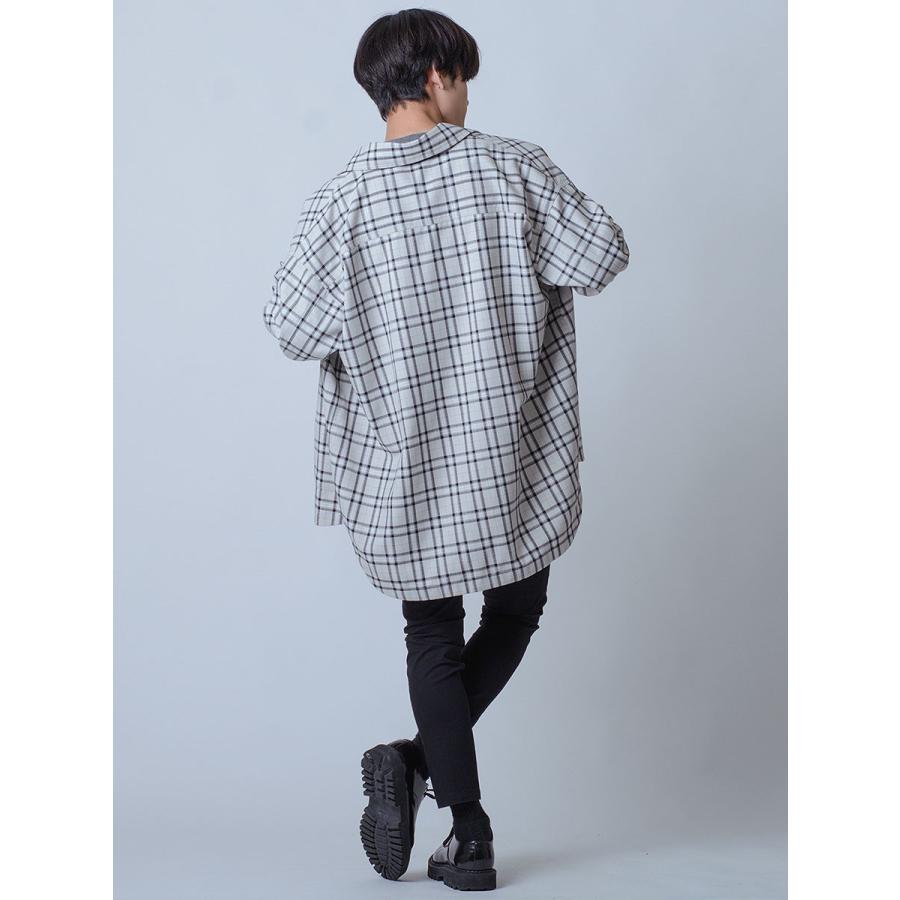 シャツ メンズ カジュアル 春 秋 オーバーシャツ チェック ビッグシルエット オーバーサイズ 黒 グレー ブラック M L REGIEVO レジエボ | REGIEVO | 08